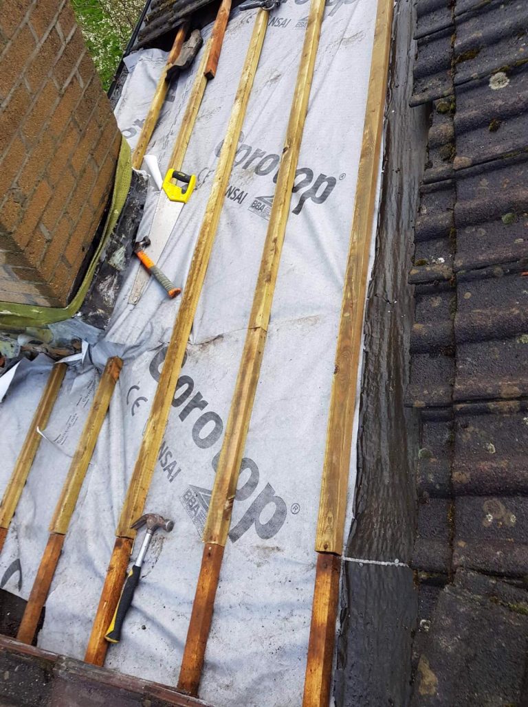 Chimney Repair With New Felt, Lats and Flashing in Rathfarnham